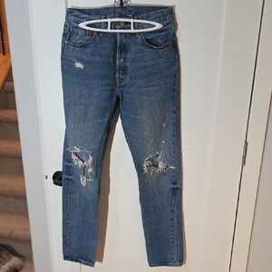 Womens Levis 501 Skinny Blue Distressed Jeans Sz 29
